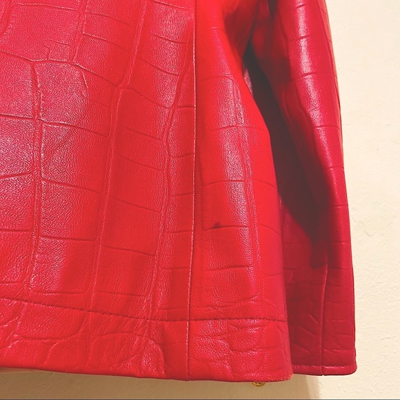 St. John Sport by Marie Gray Red Leather Jacket, Sz M - Picture 7 of 15